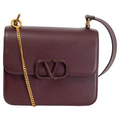 VALENTINO burgundy leather VSLING Shoulder Bag