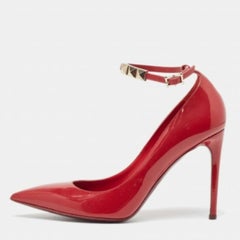 Valentino Pumps in pelle verniciata borgogna con cinturino alla caviglia misura 39,5