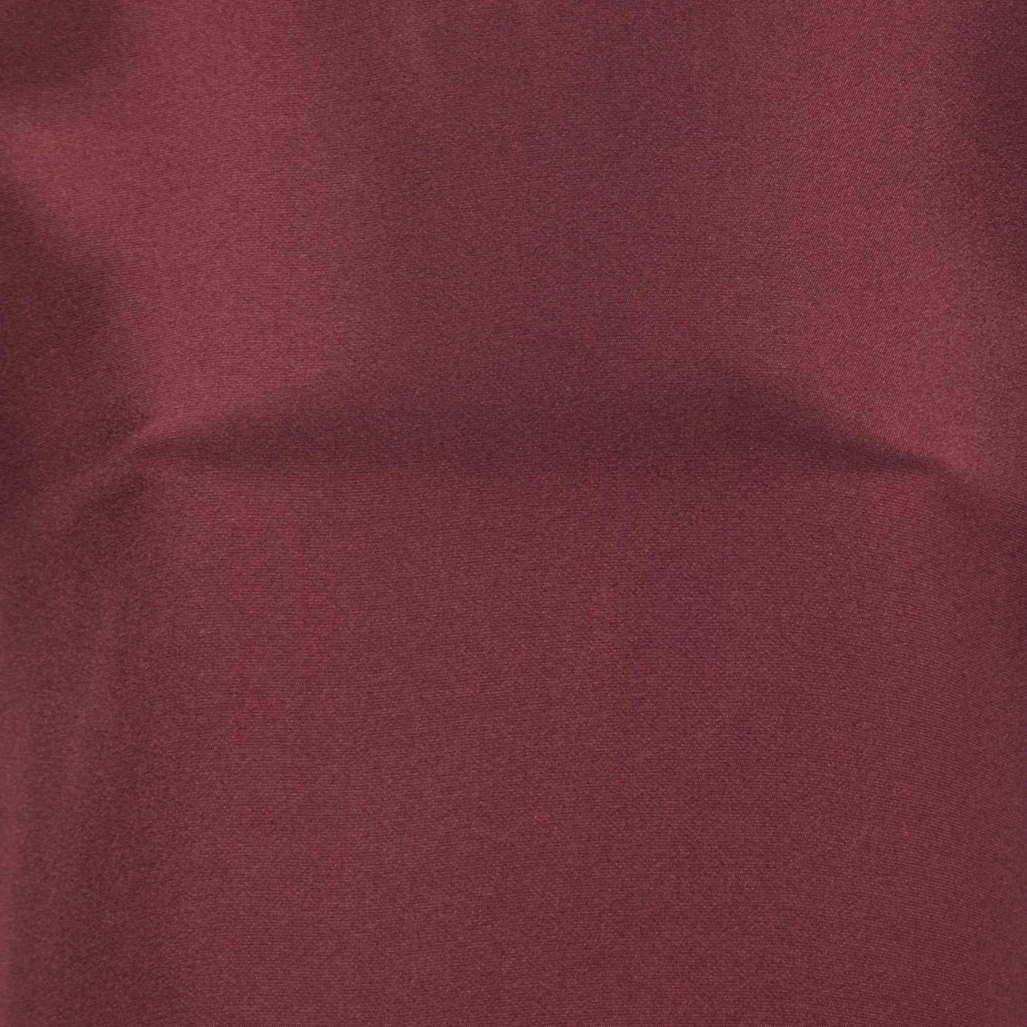 Valentino Burgundy & Pink Paneled Silk Crepe Short Sleeve Maxi Dress S In Excellent Condition In Dubai, Al Qouz 2