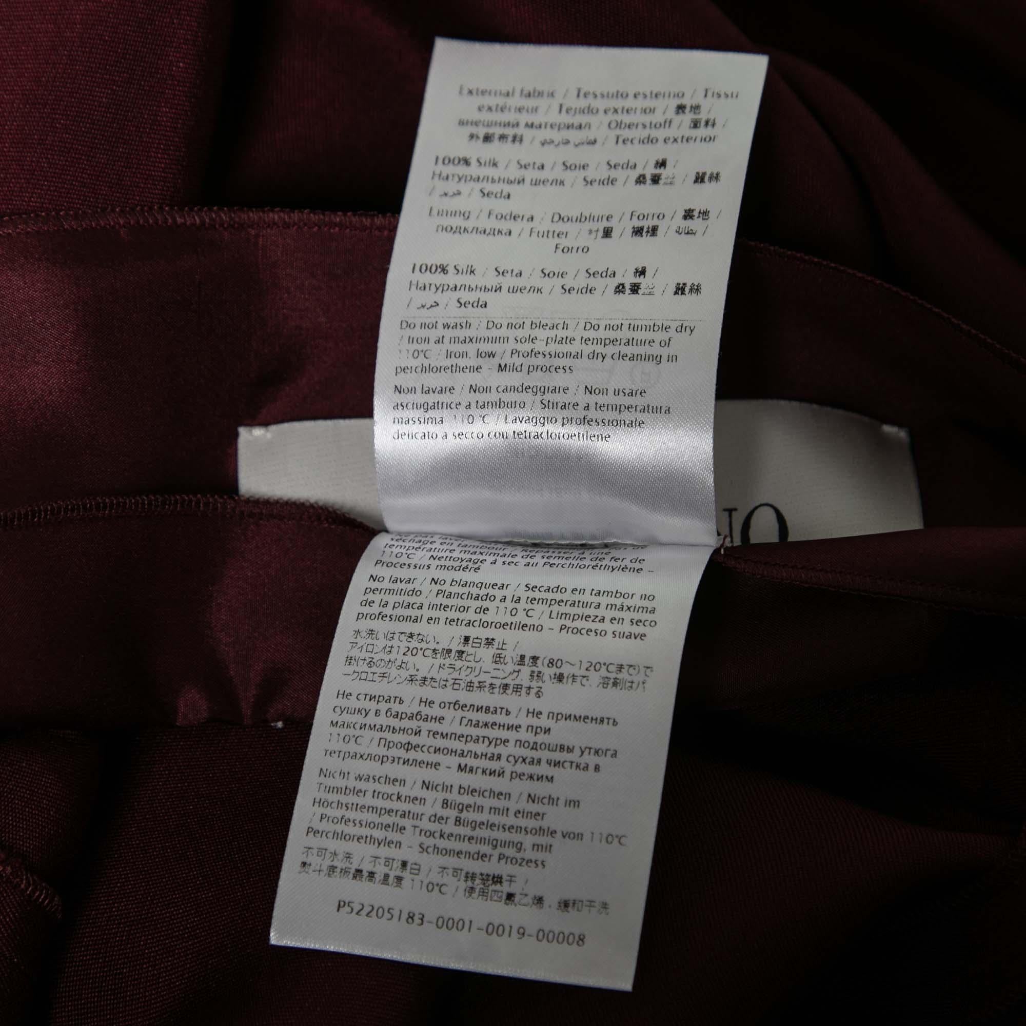 Women's Valentino Burgundy & Pink Paneled Silk Crepe Short Sleeve Maxi Dress S
