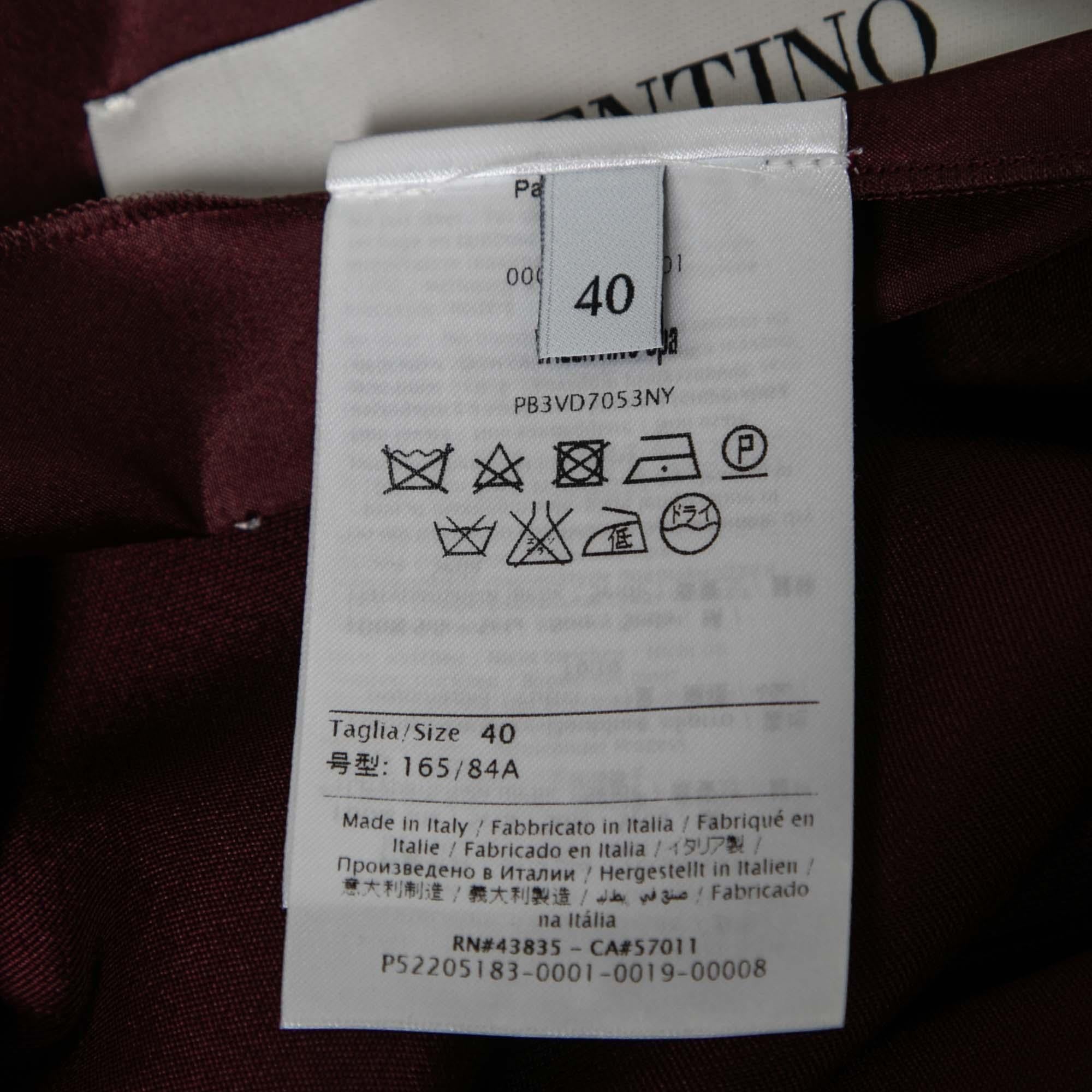 Valentino Burgundy & Pink Paneled Silk Crepe Short Sleeve Maxi Dress S 2