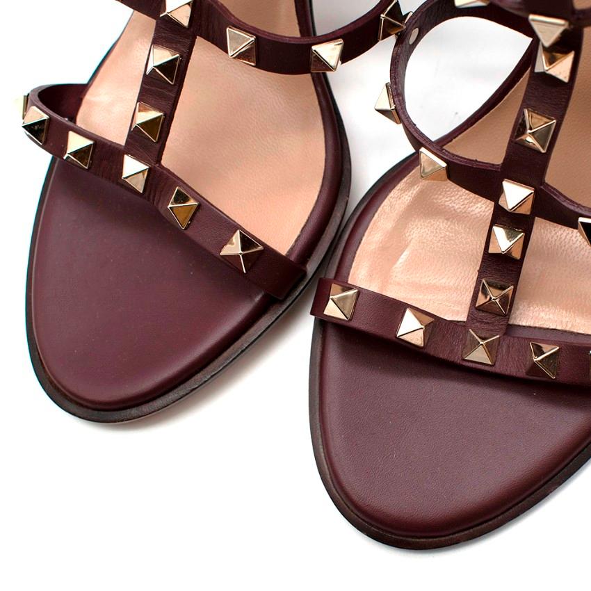 Valentino Burgundy Rockstud Block Heeled Sandals US9 1