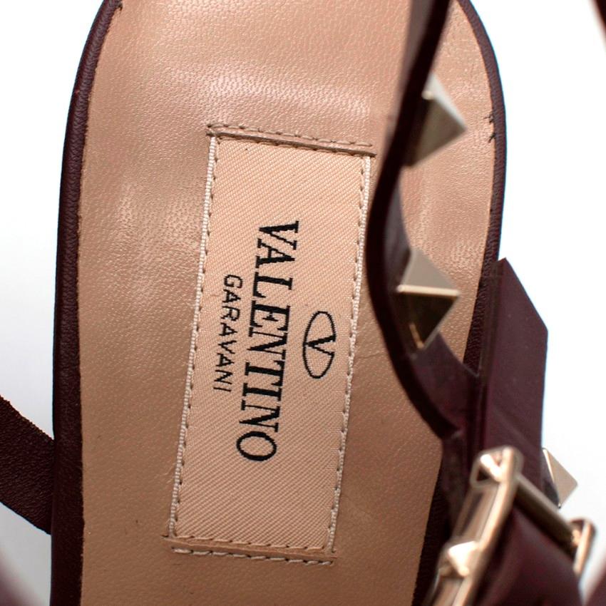 Valentino Burgundy Rockstud Block Heeled Sandals US9 2