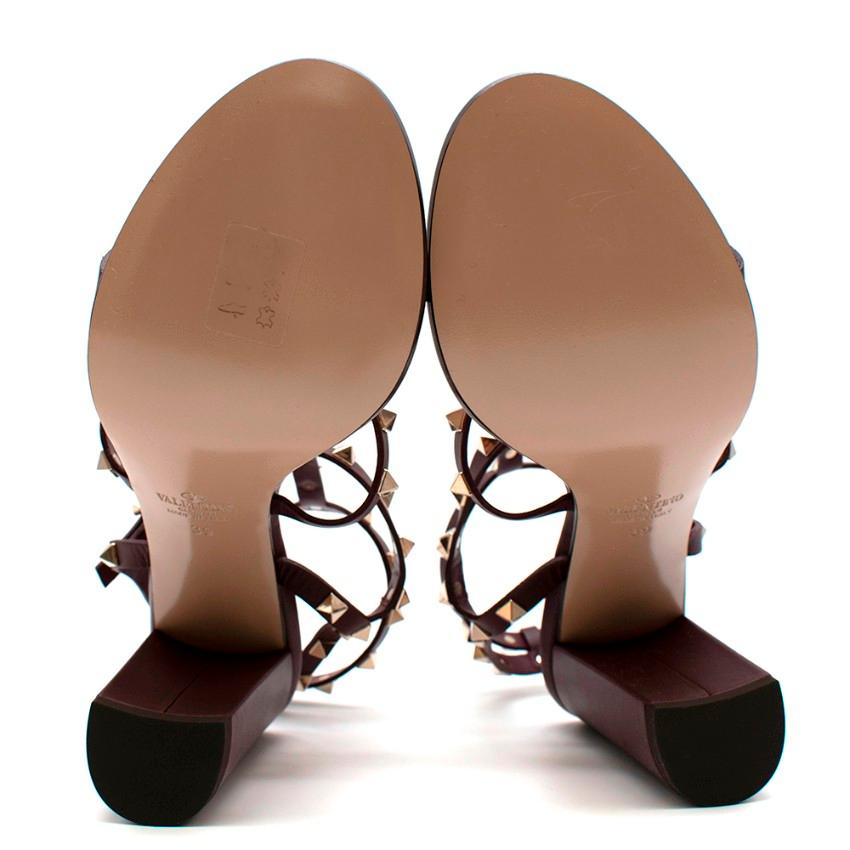 Valentino Burgundy Rockstud Block Heeled Sandals US9 3