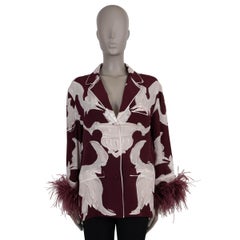 VALENTINO seda burdeos 2024 METAMORPHOS GRYPHOS PIEL Blusa Camisa 40 S