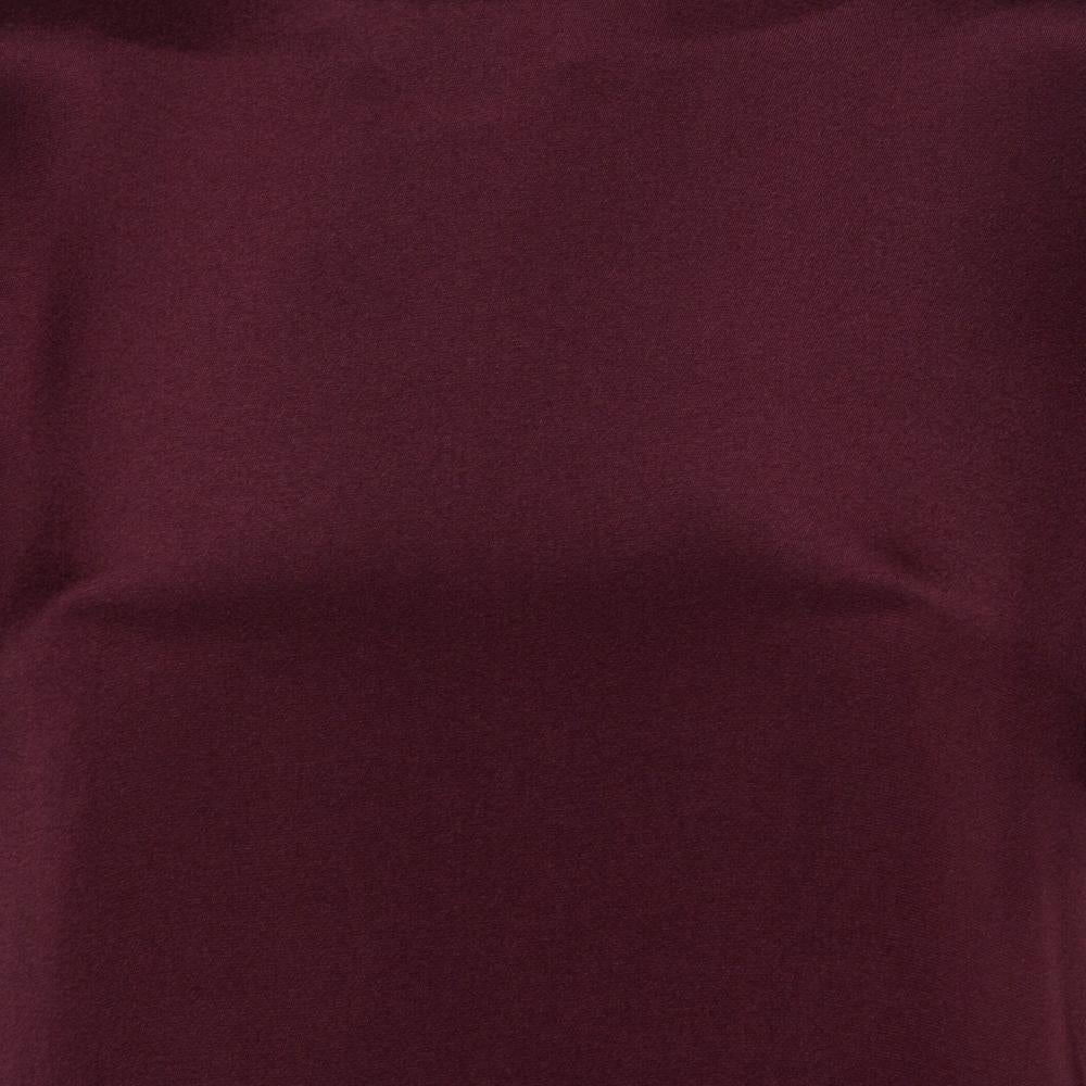 Women's Valentino Burgundy Silk Drap Paneled Maxi Dress S