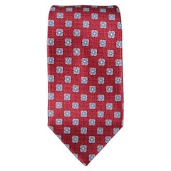 VALENTINO Burgundy Silk Floral Motif Print Neck Tie
