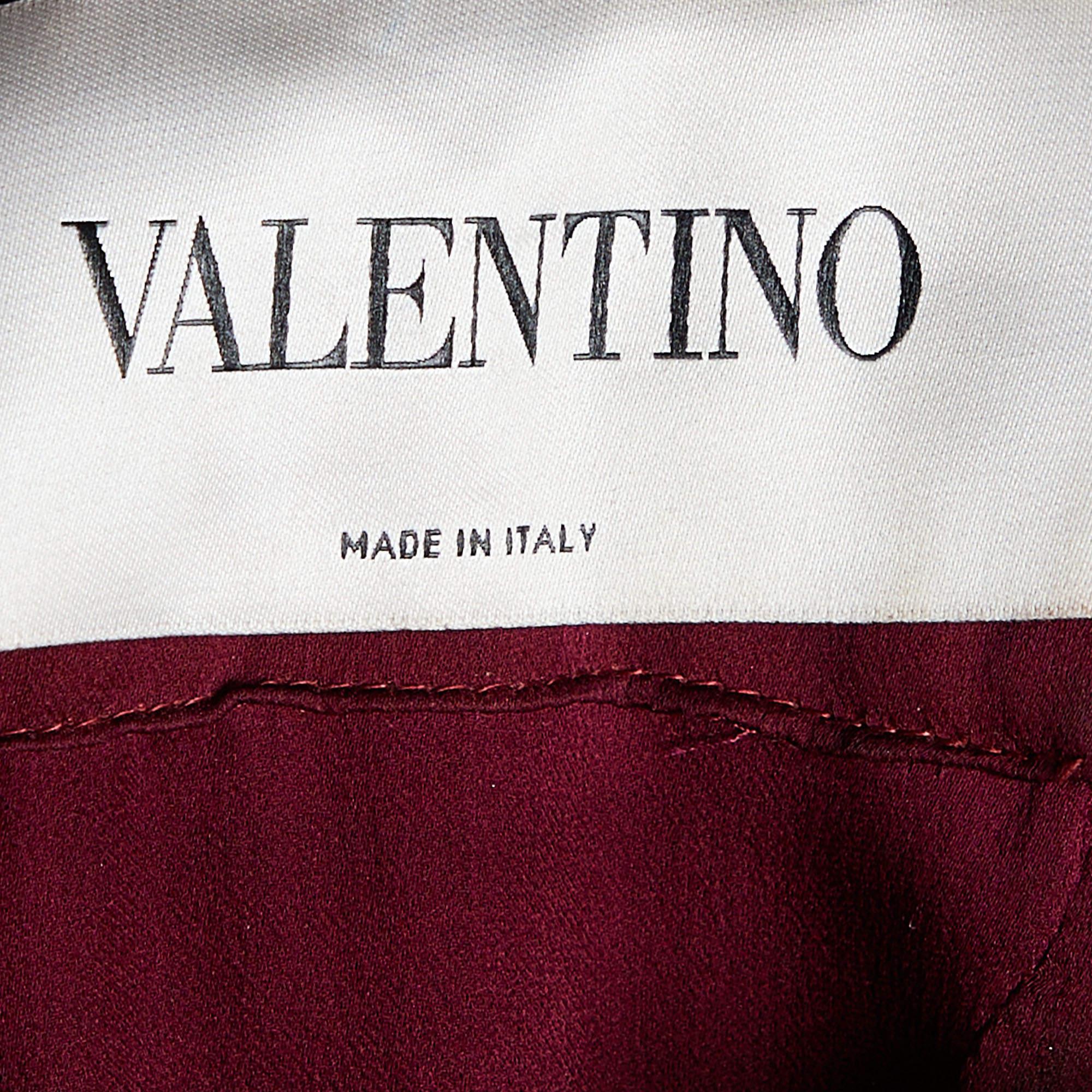 Valentino Burgundy Silk Smocked & Draped Maxi Dress M 1