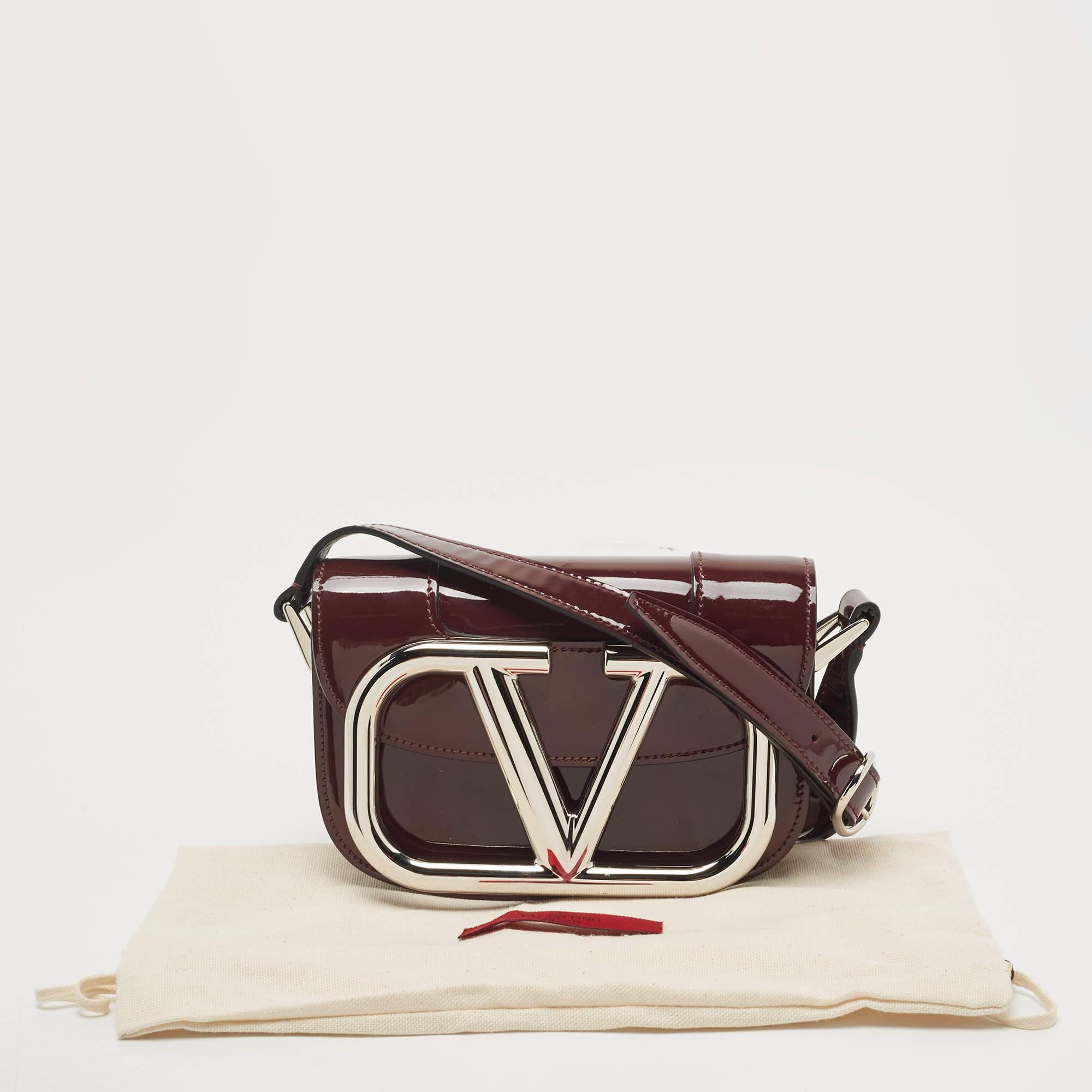 Valentino Burgundy Small Patent Leather Supervee Crossbody Bag 6