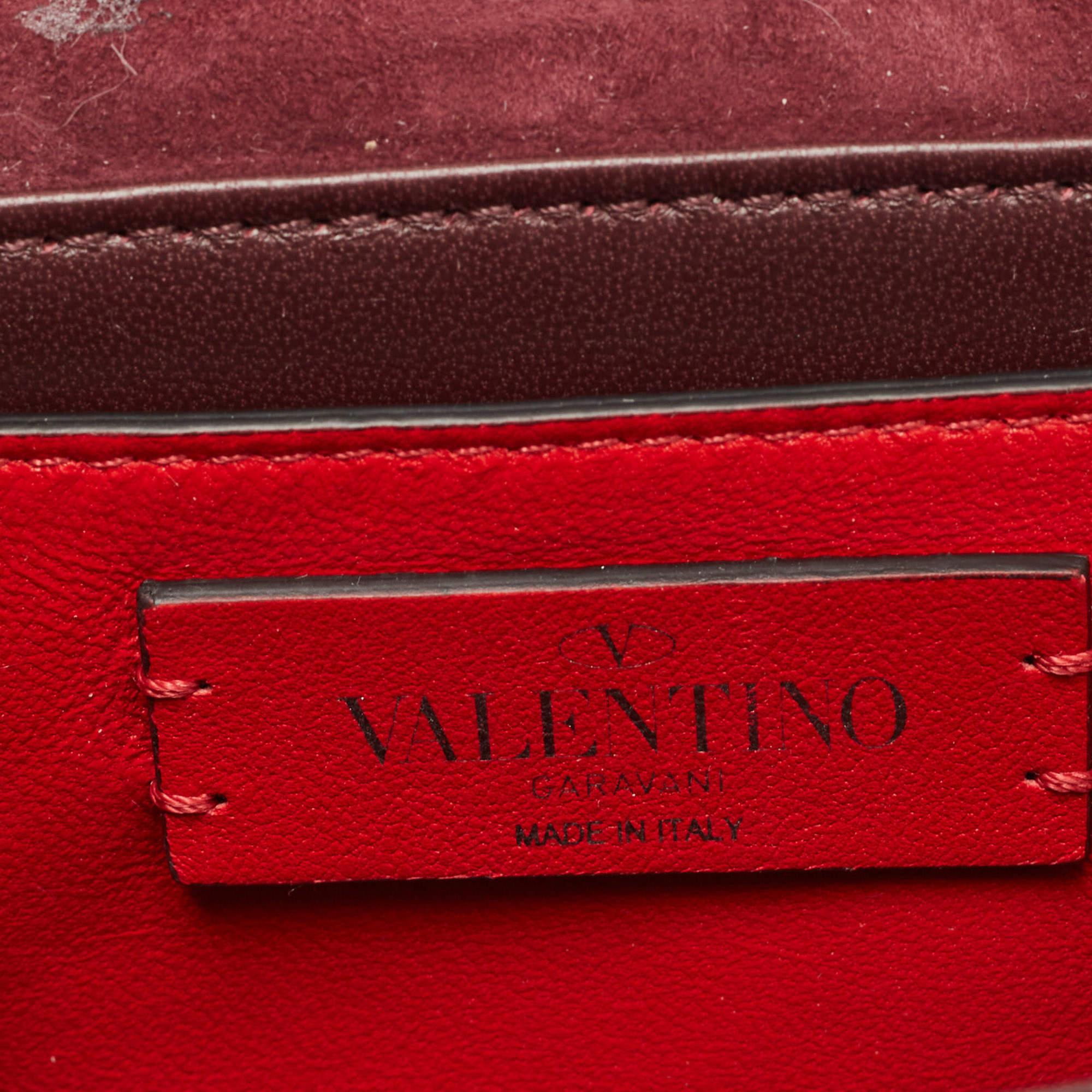 Women's Valentino Burgundy Small Patent Leather Supervee Crossbody Bag