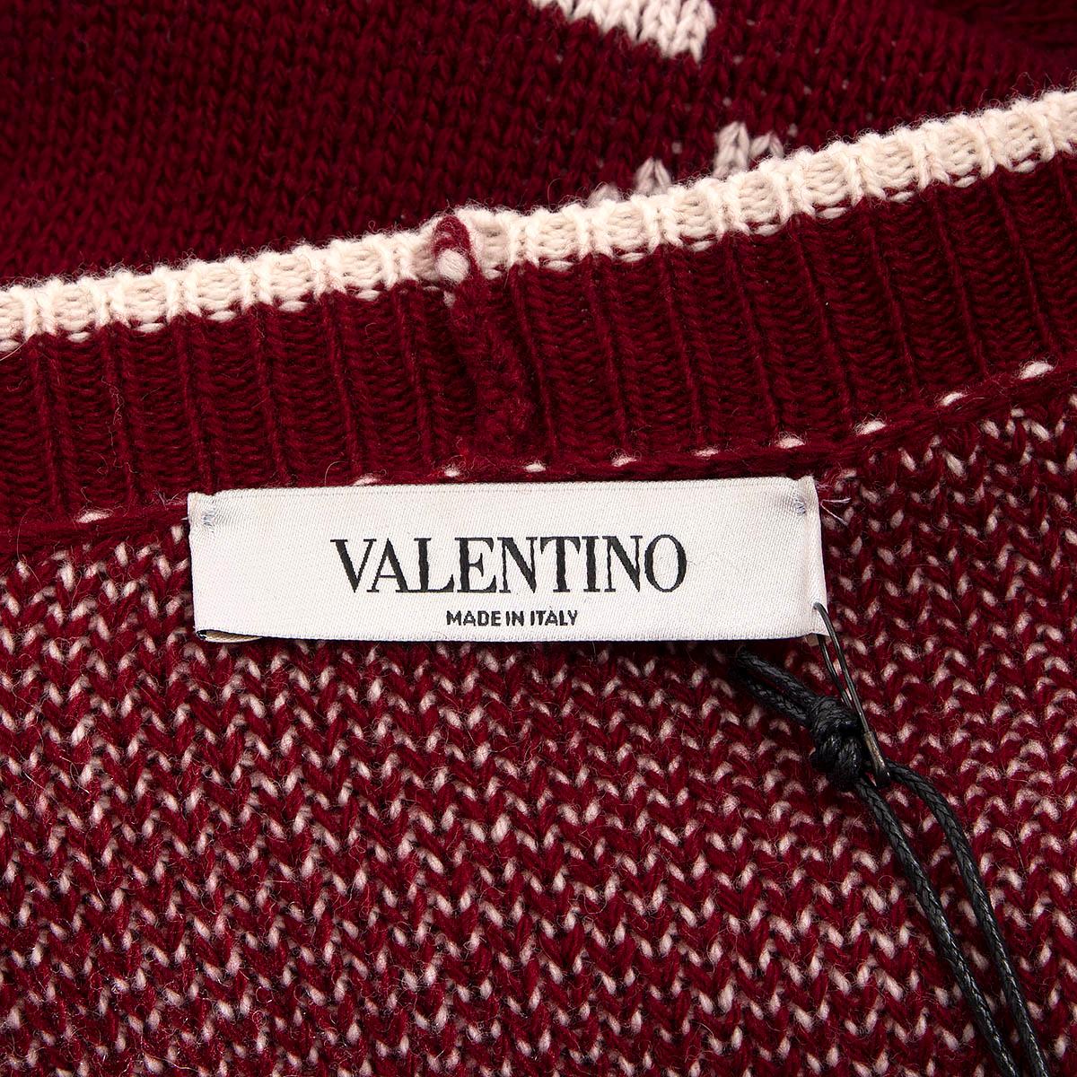 VALENTINO burgundy wool VLOGO OVERSIZED Cardigan Coat Jacket XS For Sale 2