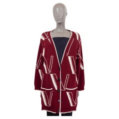 VALENTINO burgundy wool VLOGO OVERSIZED Cardigan Coat Jacket XS