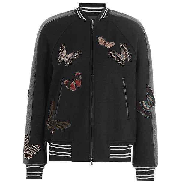 Valentino Butterfly Beaded Virgin-Wool Bomber Jacket For Sale at ...