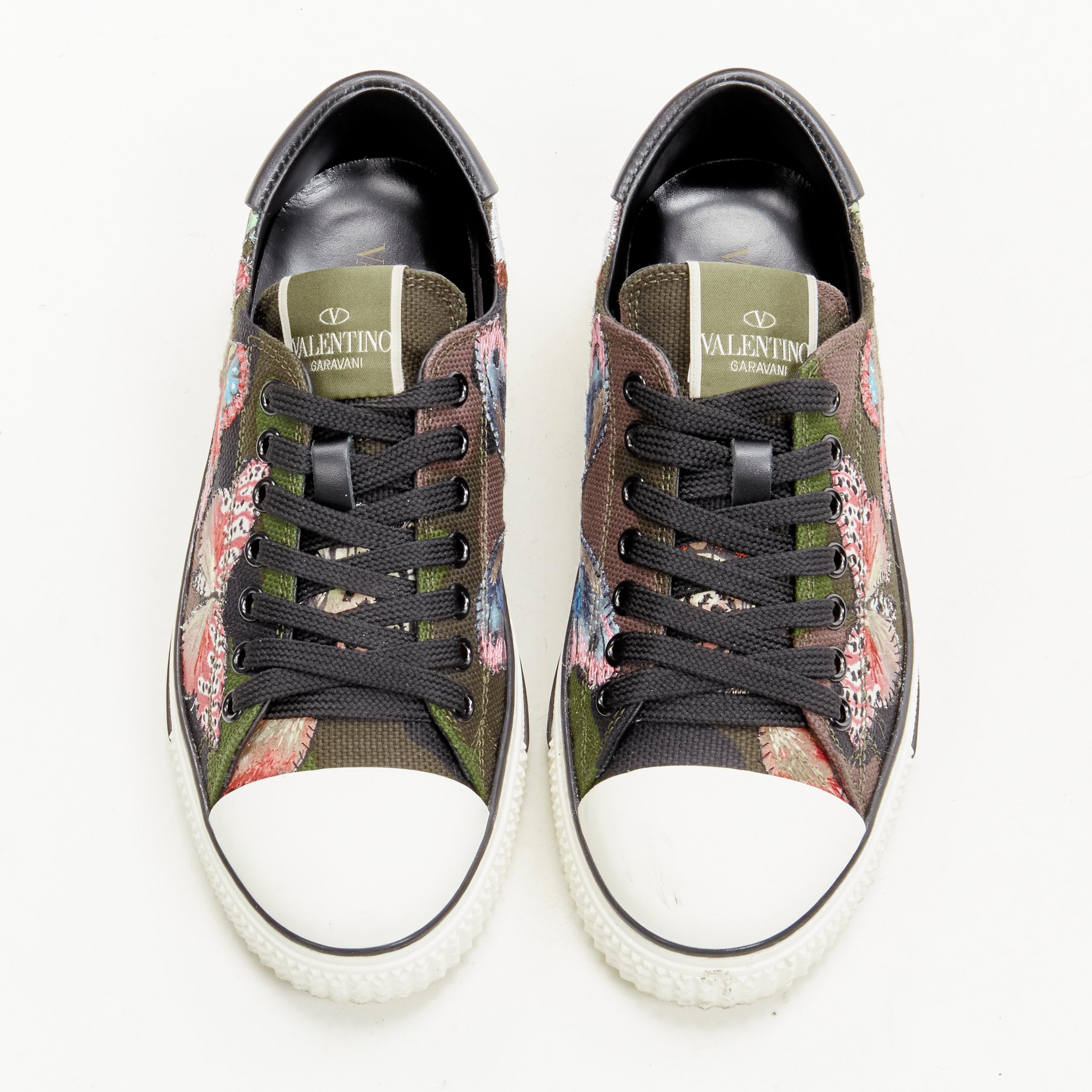 Women's VALENTINO Butterfly embroidery green camouflage low top sneaker EU36