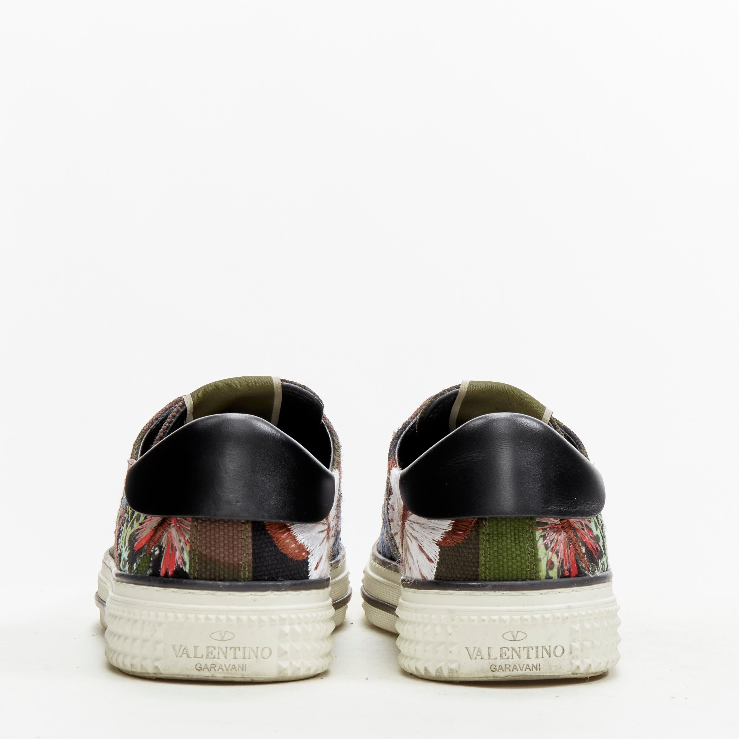 VALENTINO Butterfly embroidery green camouflage low top sneaker EU36 2