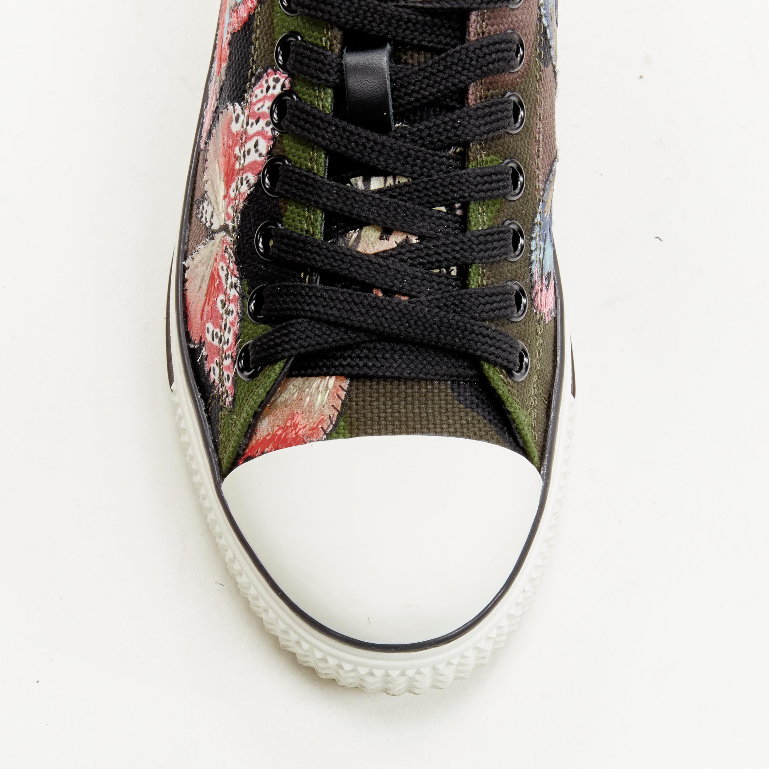 VALENTINO Butterfly embroidery green camouflage low top sneaker EU36 3