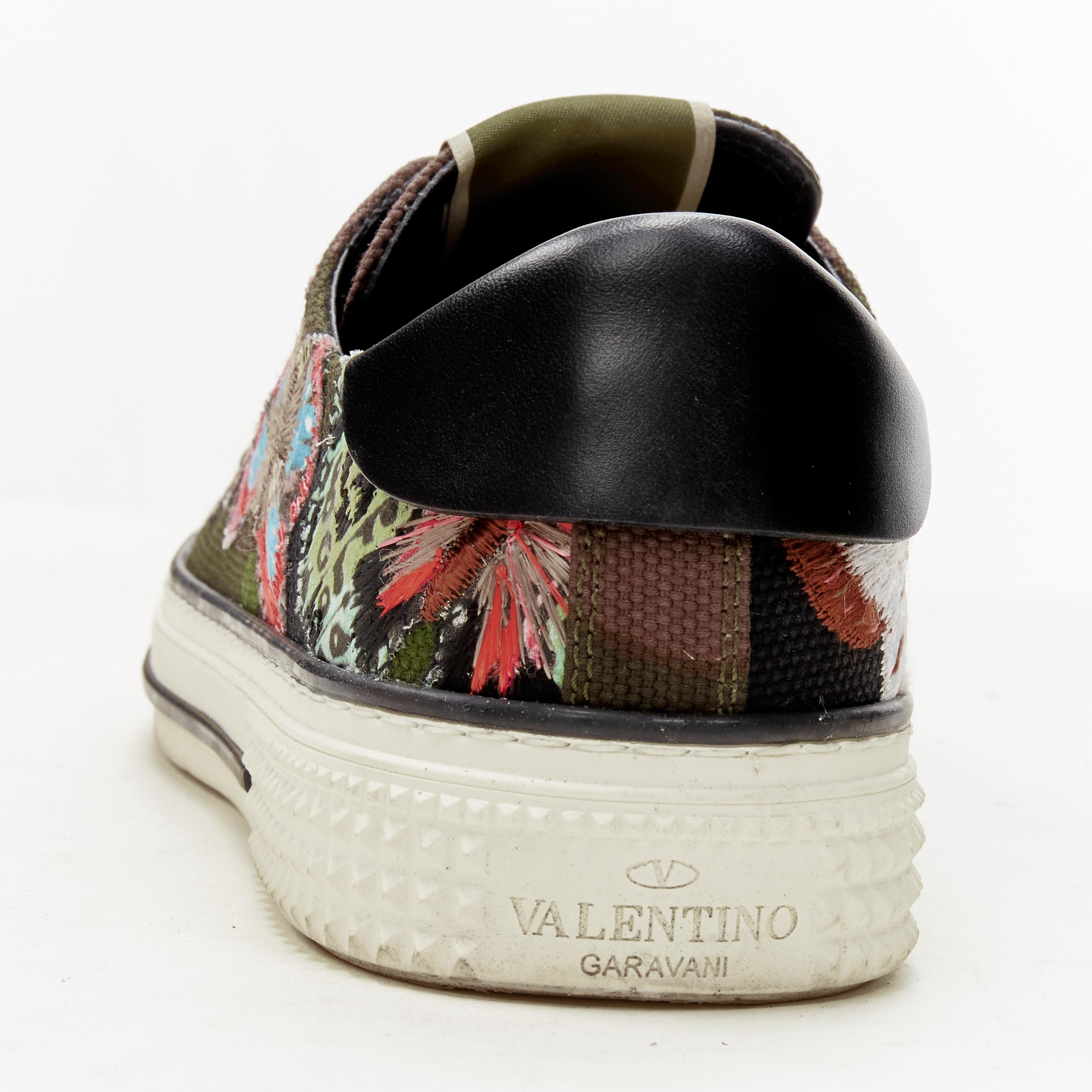 VALENTINO Butterfly embroidery green camouflage low top sneaker EU36 5
