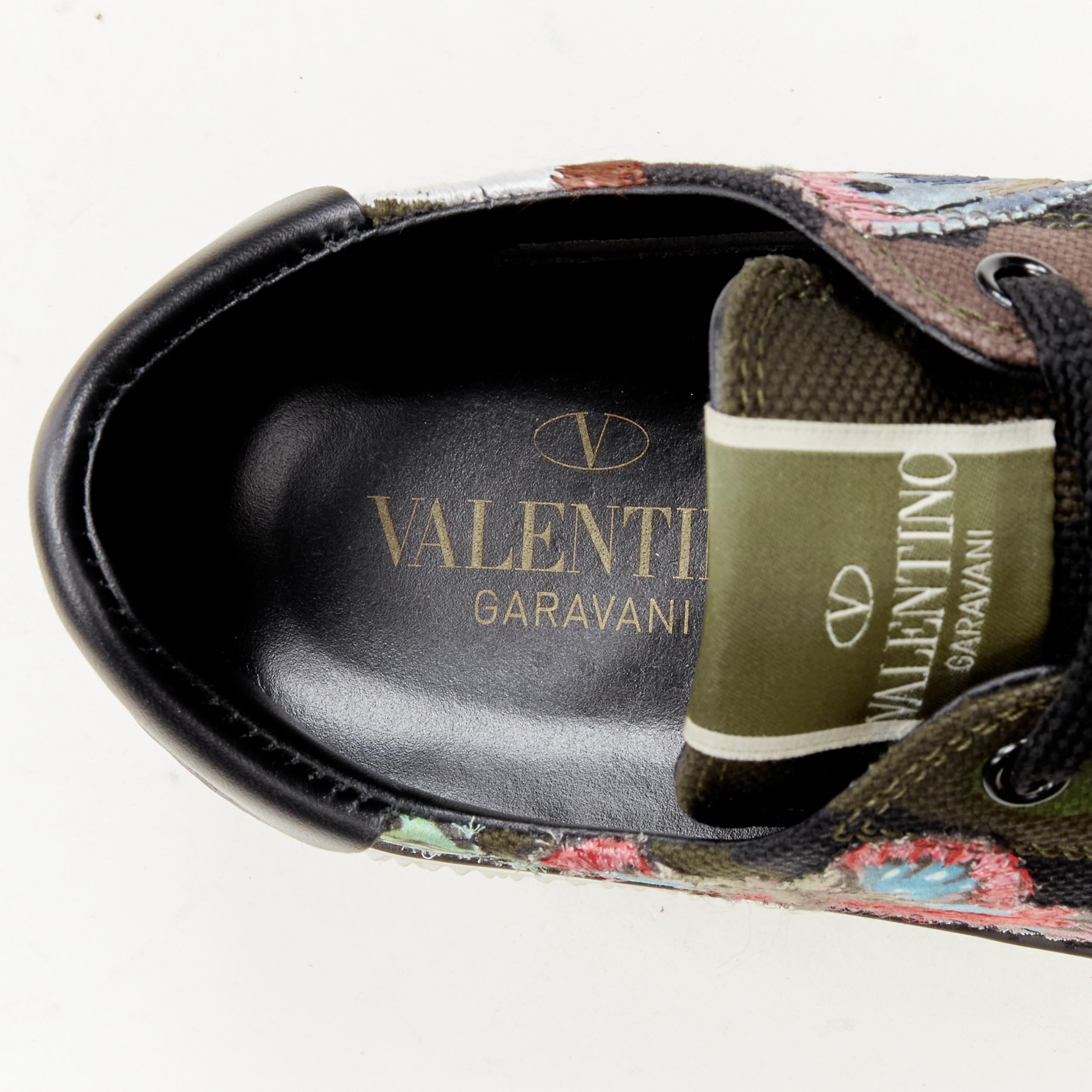 VALENTINO Butterfly embroidery green camouflage low top sneaker EU36 6