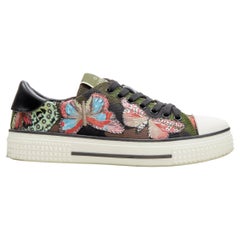 VALENTINO Butterfly embroidery green camouflage low top sneaker EU36