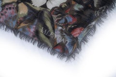 Valentino, butterfly printed scarf with raw edges