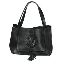 Valentino by Mario Valentino Estelle Signature Black Top Flat Shoulder Strap Bag