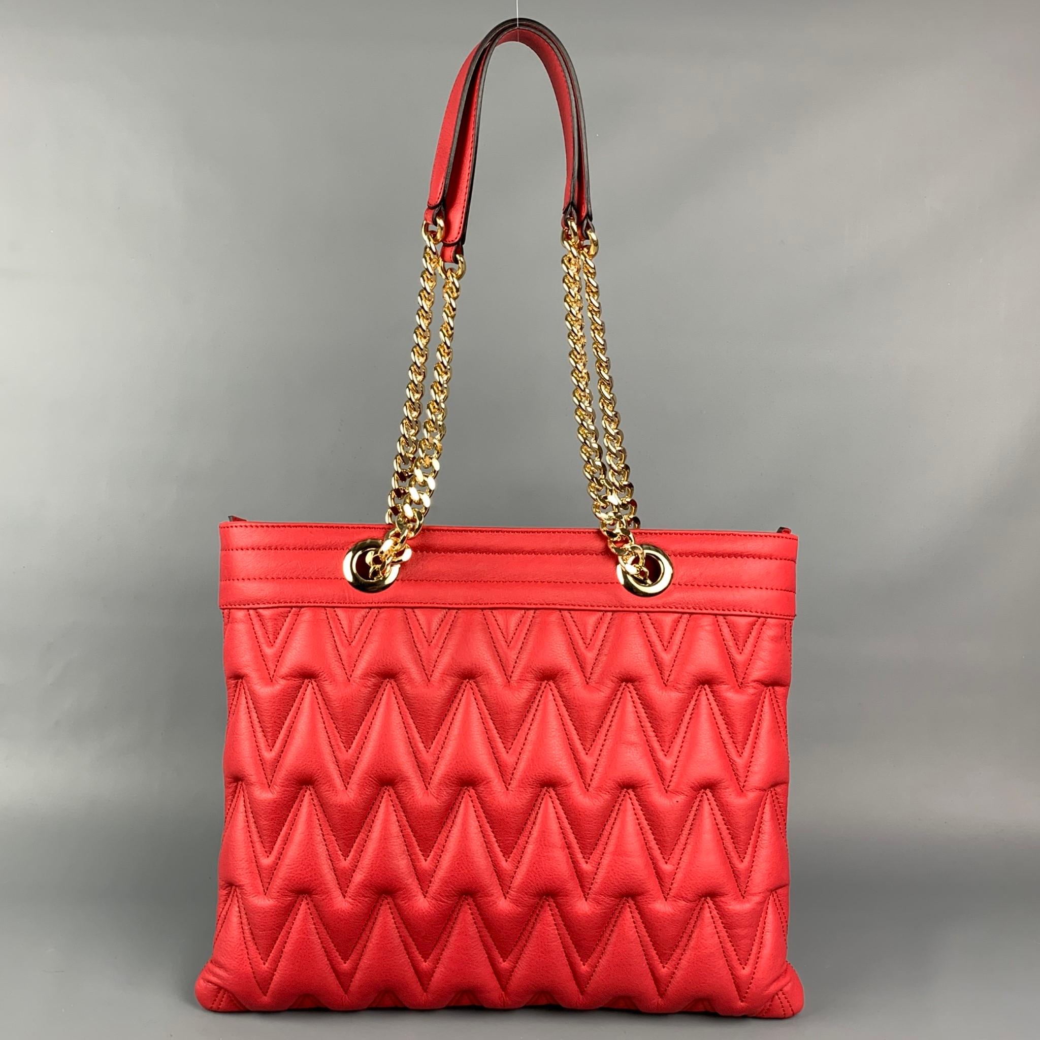 VALENTINO by Mario Valentino Red Quilted Leather Tote Handbag at 1stDibs