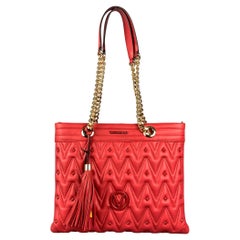 VALENTINO by Mario Valentino Red Quilted Leather Tote Handbag