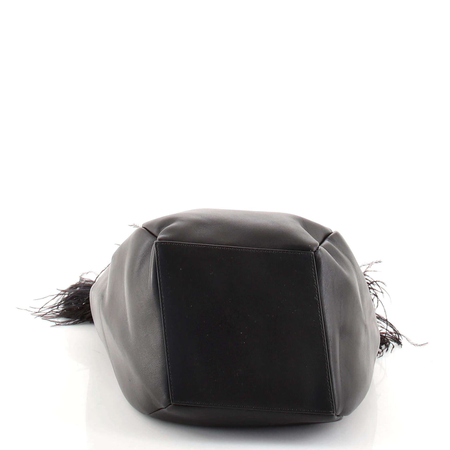 Black Valentino By Your Side Bucket Bag Leather with Feathers Medium
