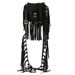 Valentino C Rockee Fringe Shoulder Bag Leather Small