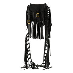 Valentino C Rockee Fringe Shoulder Bag Leather Small