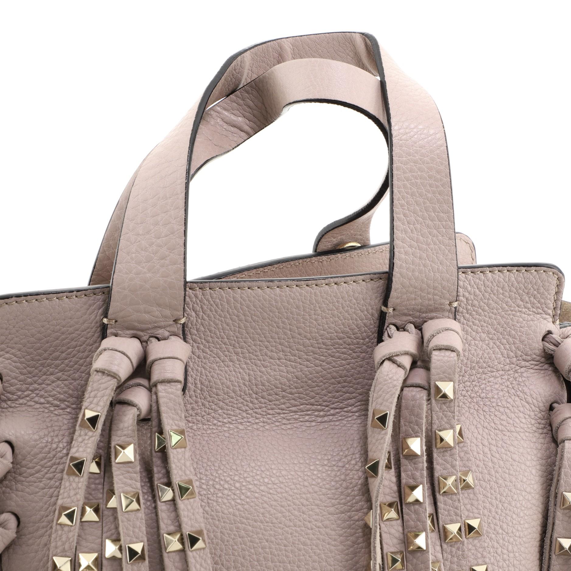 Brown Valentino C-Rockee Fringe Tote Leather Micro
