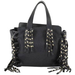 Valentino C-Rockee Fringe Tote Studded Leather Micro