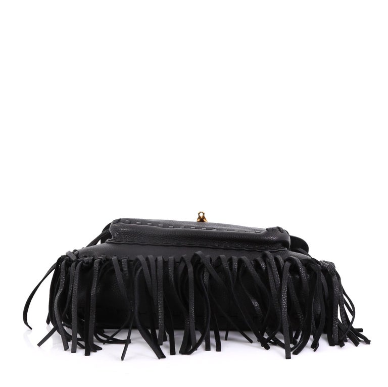 Valentino C-Rockee Scarab Fringe Shoulder Bag Leather Medium at 1stDibs