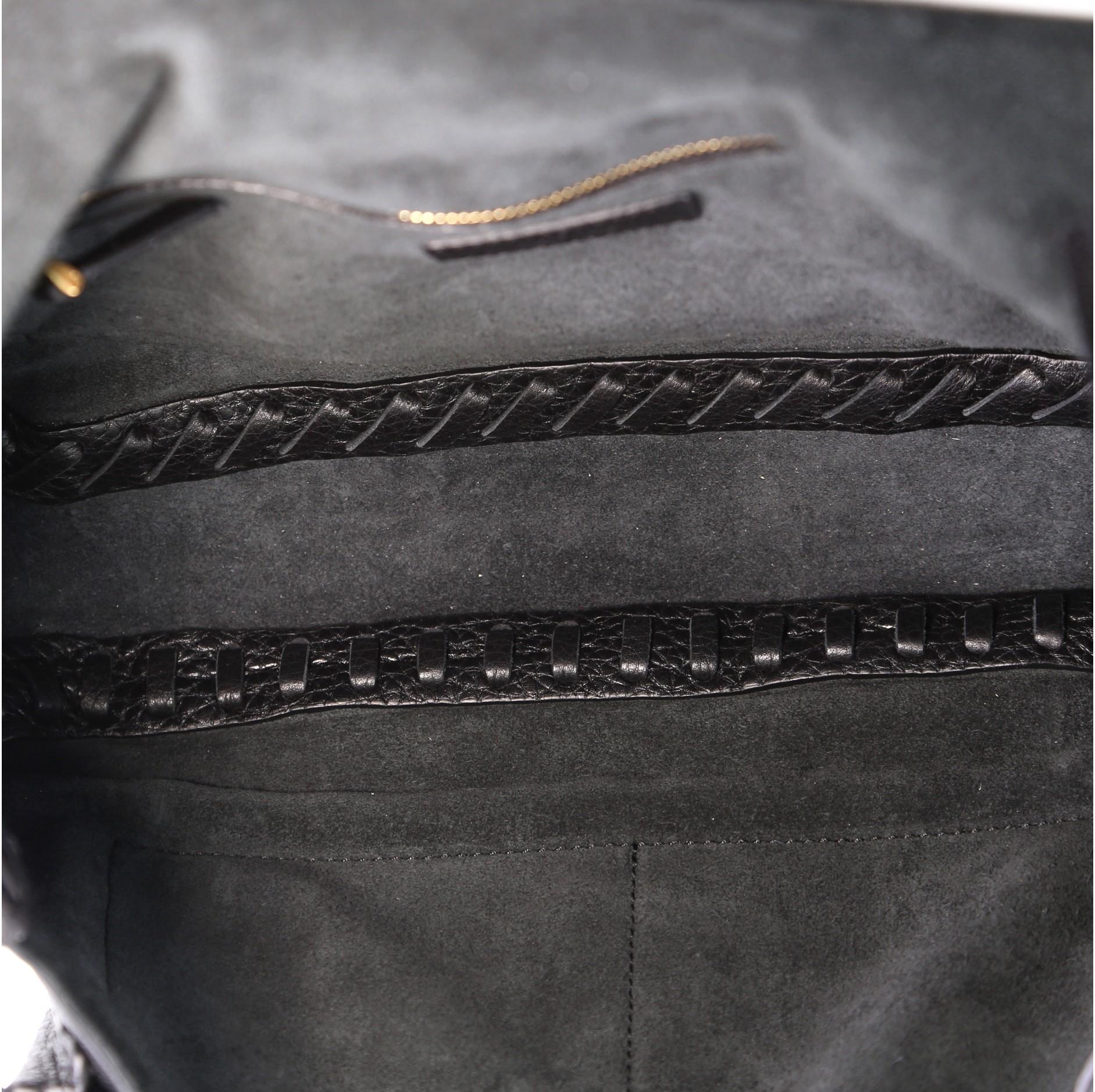 Black Valentino C-Rockee Scarab Fringe Shoulder Bag Leather Medium