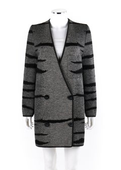 VALENTINO c.1980s Gray Zebra Stripe Ombré Double Breasted Cardigan Sweater Vtg