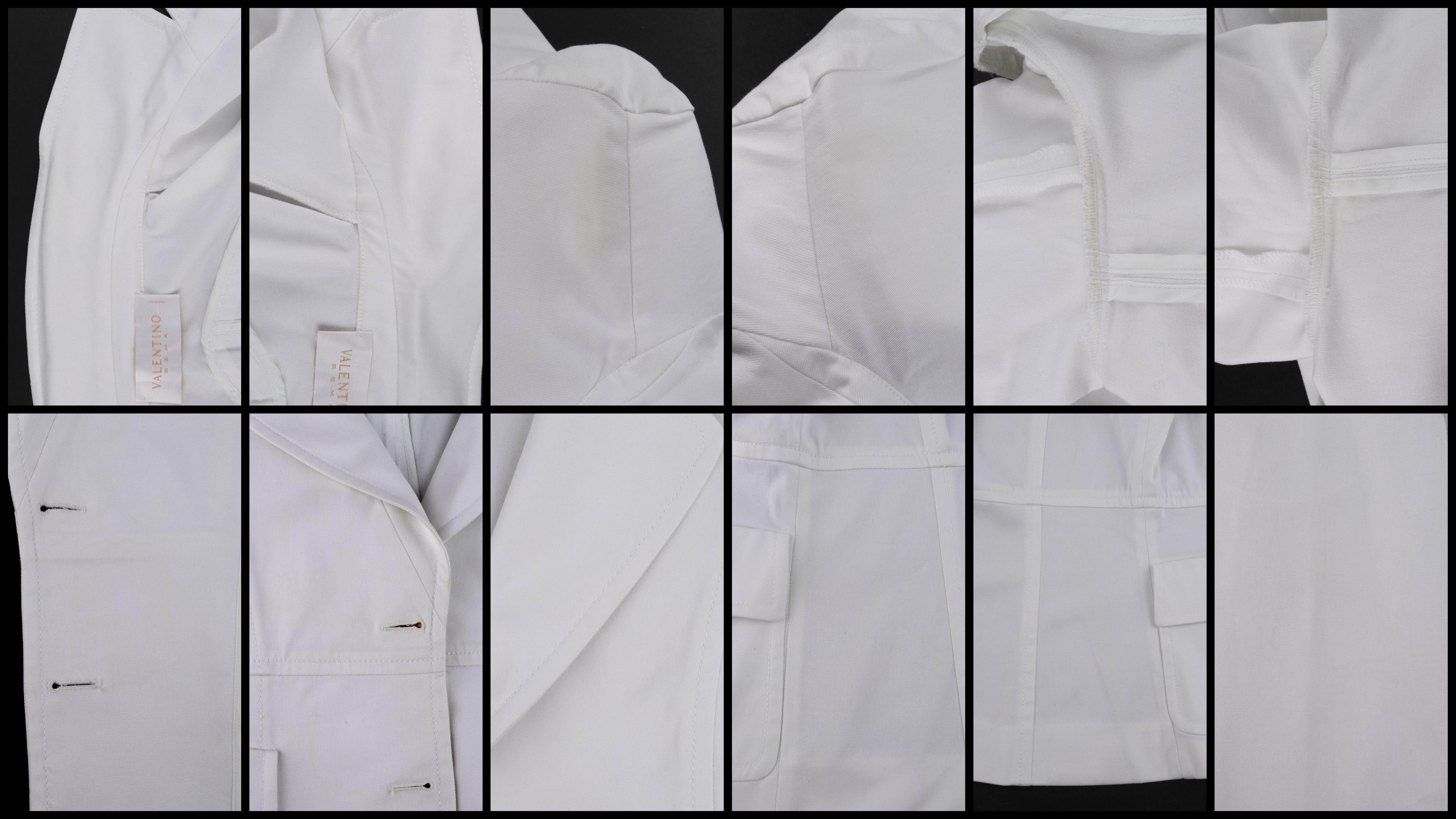 VALENTINO c.1990's 2pc White Blazer Wide Leg Trouser Pants Power Suit Set For Sale 3