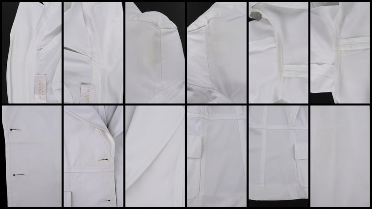 VALENTINO c.1990's 2pc White Blazer Wide Leg Trouser Pants Power Suit Set For Sale 6