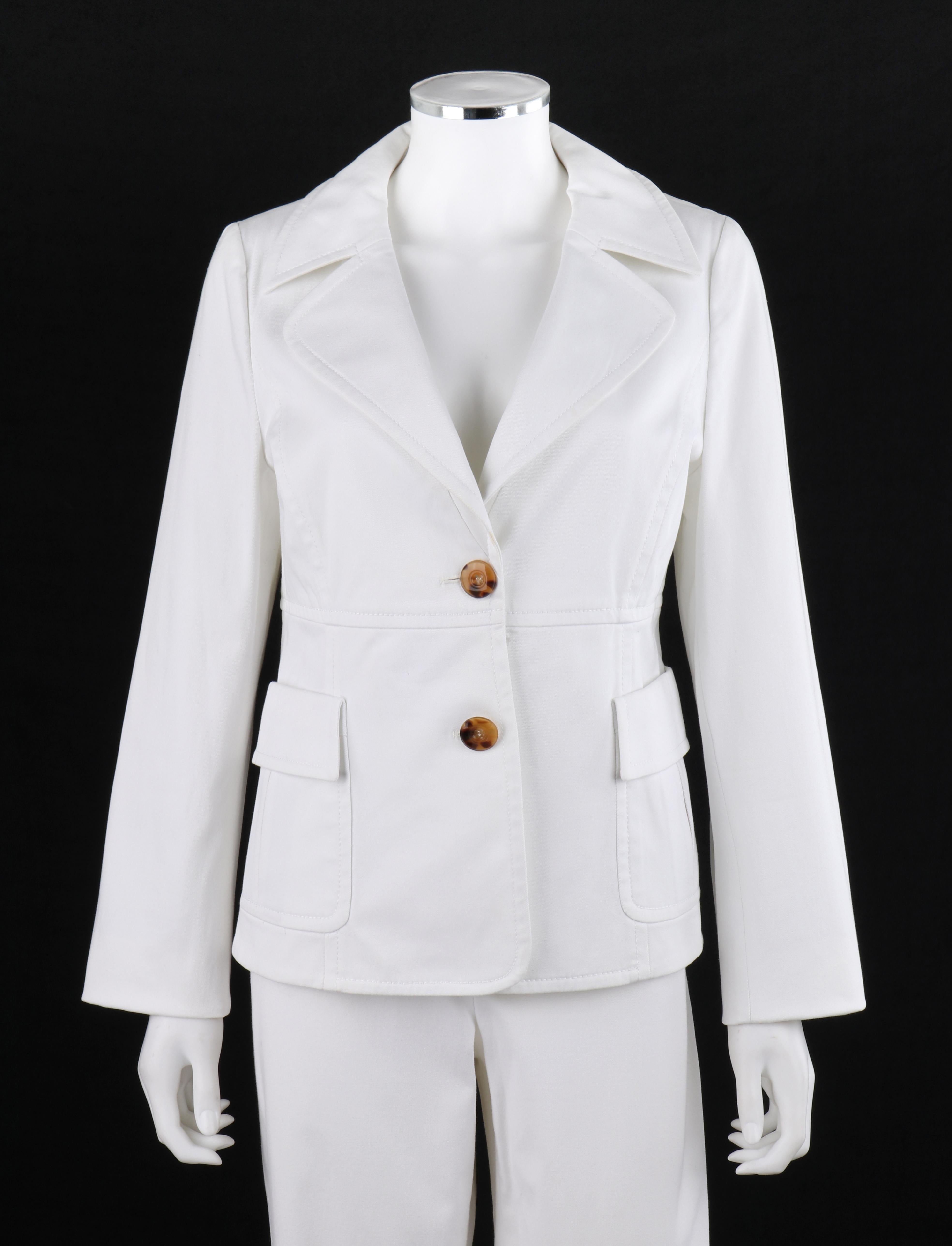 Gris VALENTINO Ensemble 2 pièces blazer blanc, pantalon à jambes larges et pantalon power, années 1990 en vente