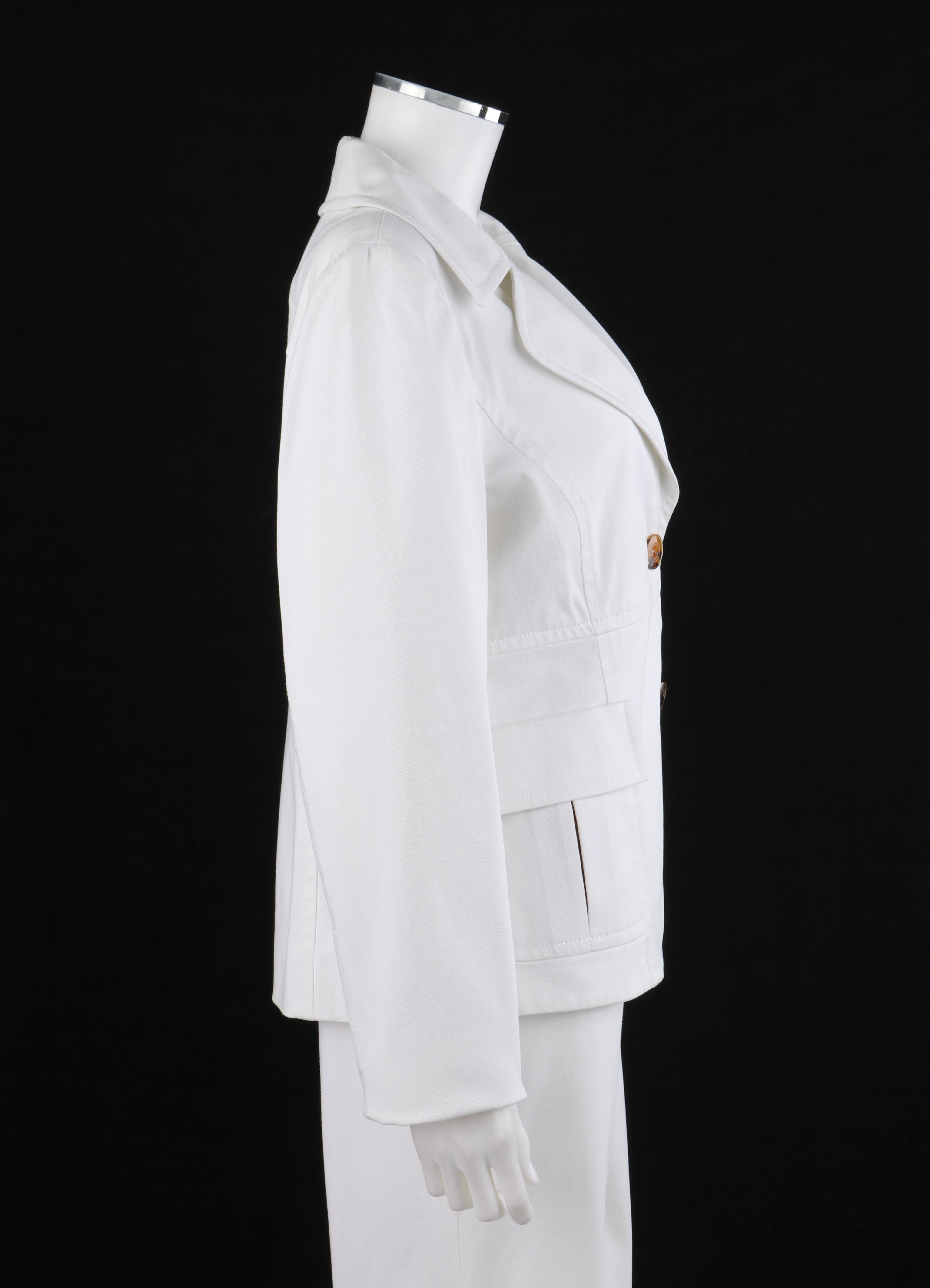 VALENTINO Ensemble 2 pièces blazer blanc, pantalon à jambes larges et pantalon power, années 1990 Bon état - En vente à Thiensville, WI