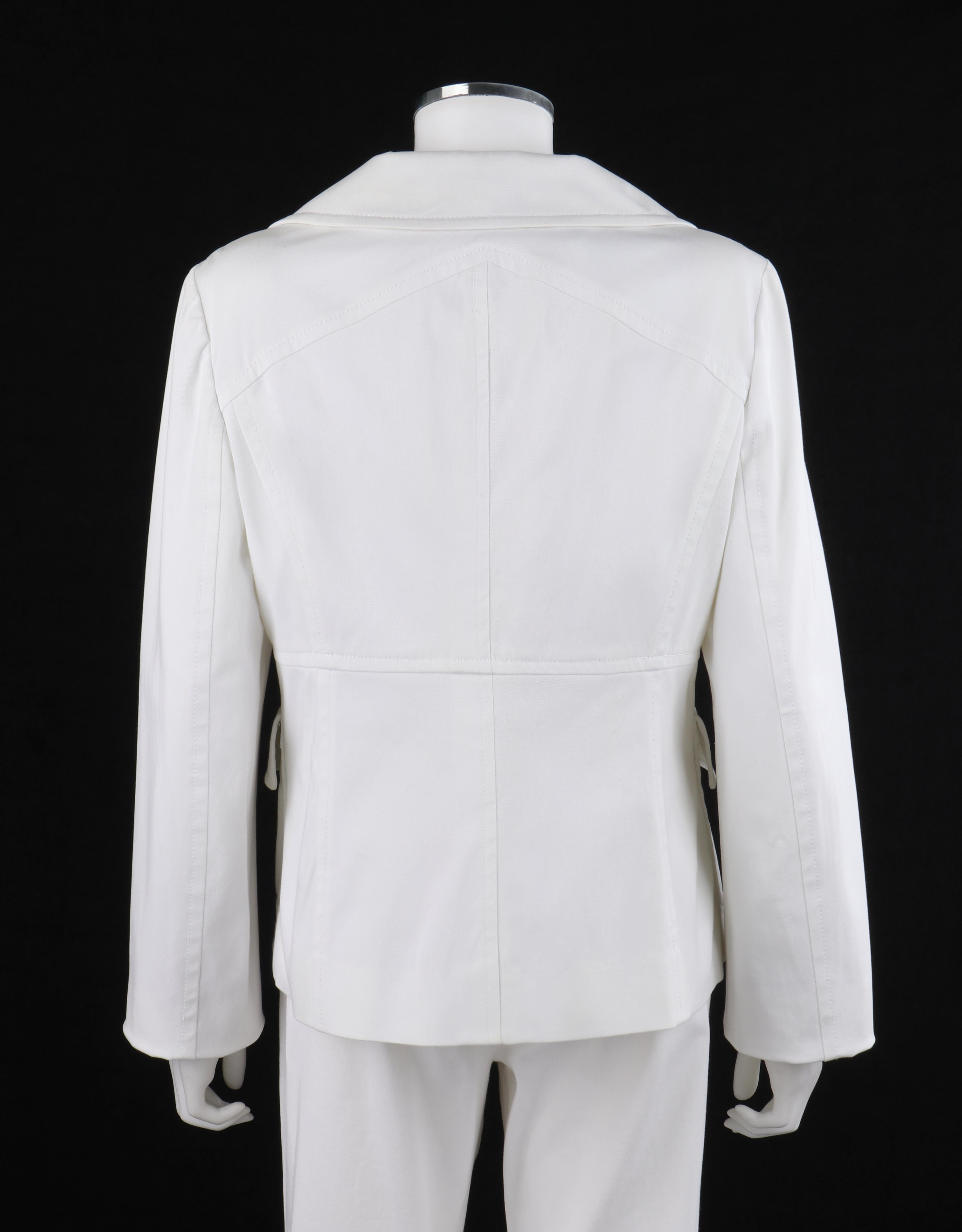 VALENTINO Ensemble 2 pièces blazer blanc, pantalon à jambes larges et pantalon power, années 1990 Pour femmes en vente