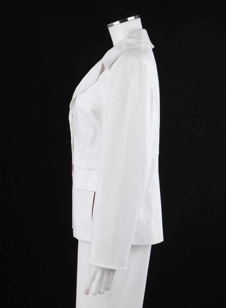 VALENTINO c.1990's 2pc White Blazer Wide Leg Trouser Pants Power Suit Set For Sale 1