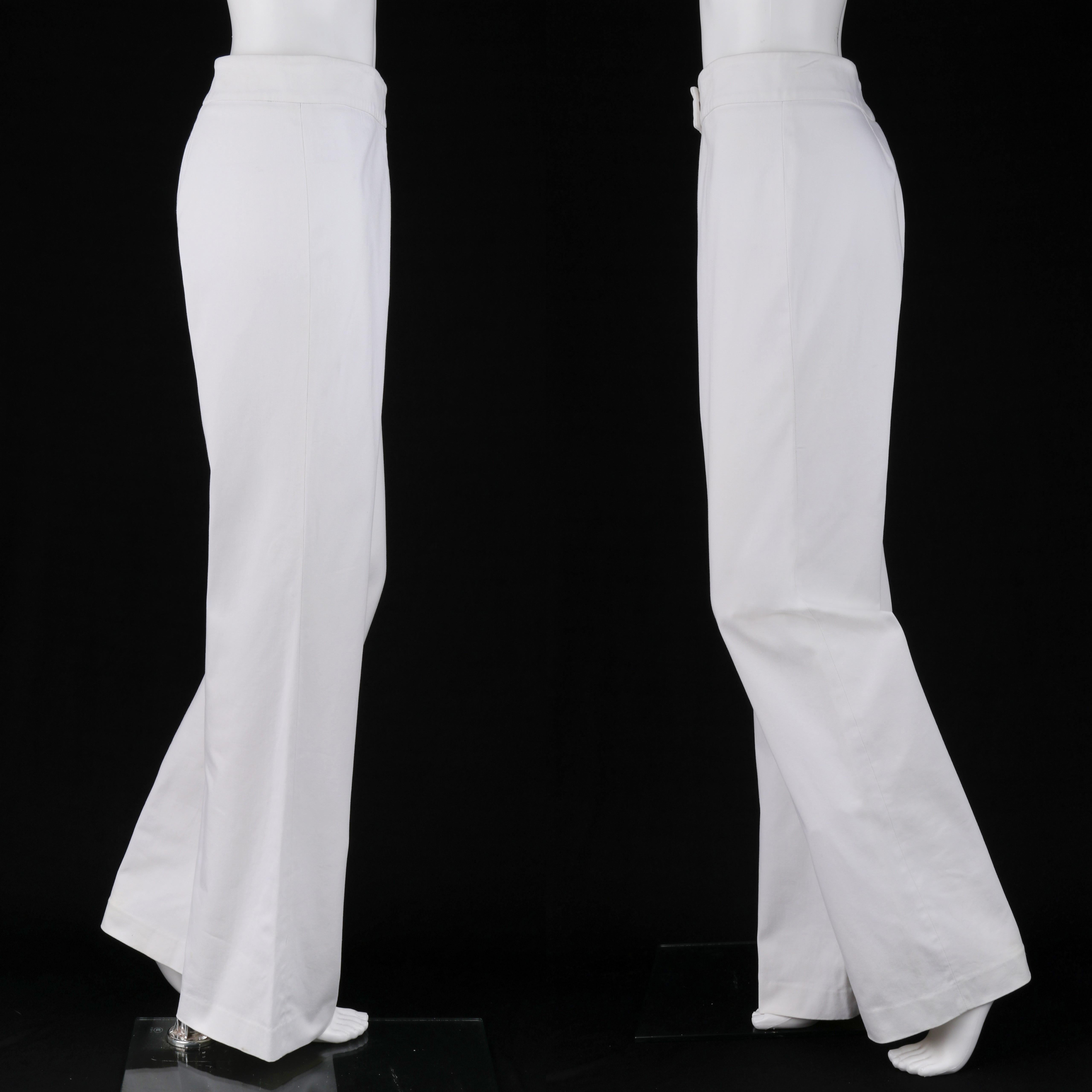 VALENTINO Ensemble 2 pièces blazer blanc, pantalon à jambes larges et pantalon power, années 1990 en vente 3