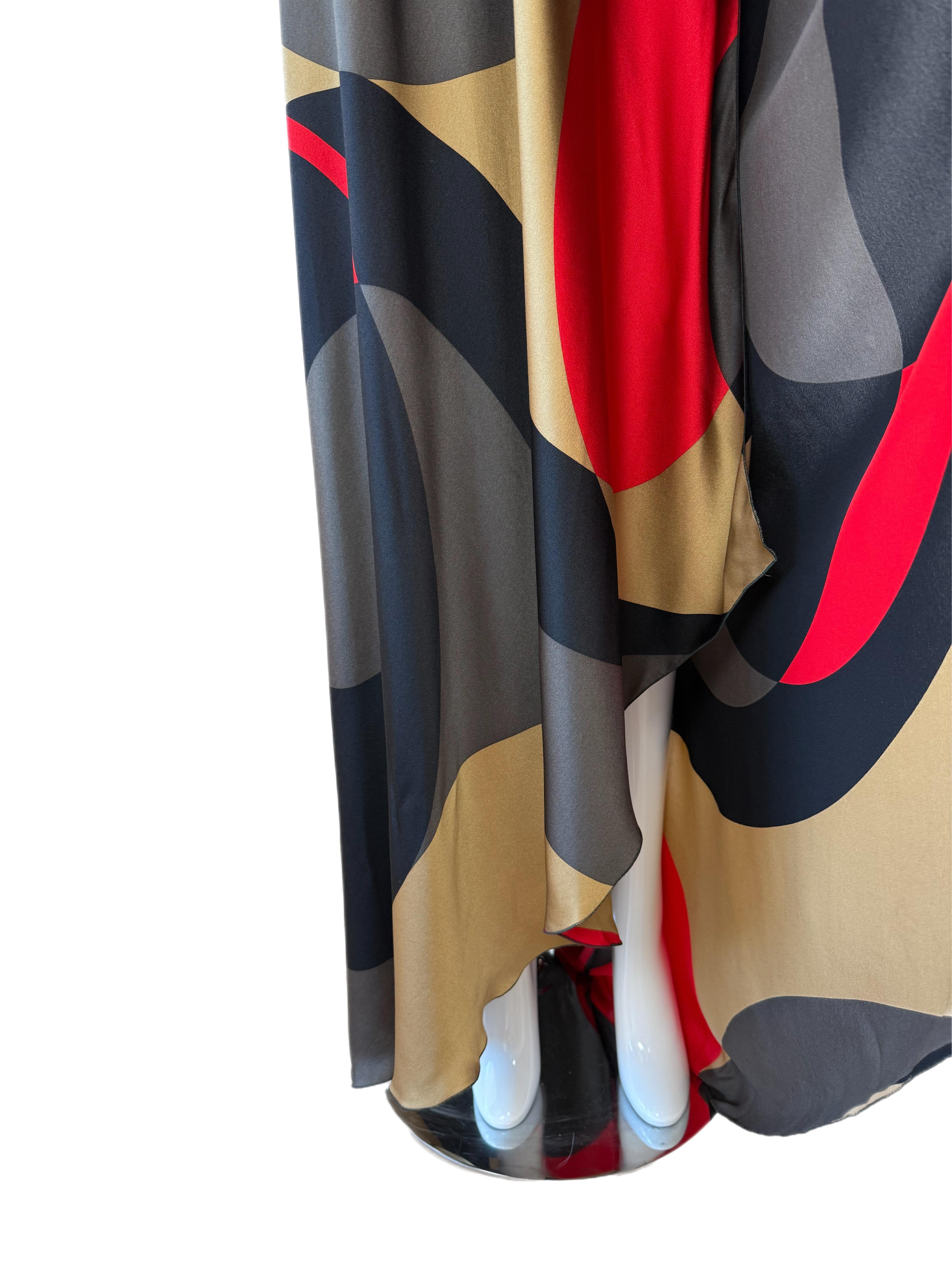 VALENTINO c.2004 Vintage Silk Crystal Plunge Gown Maxi Dress Slit Red Carpet 5