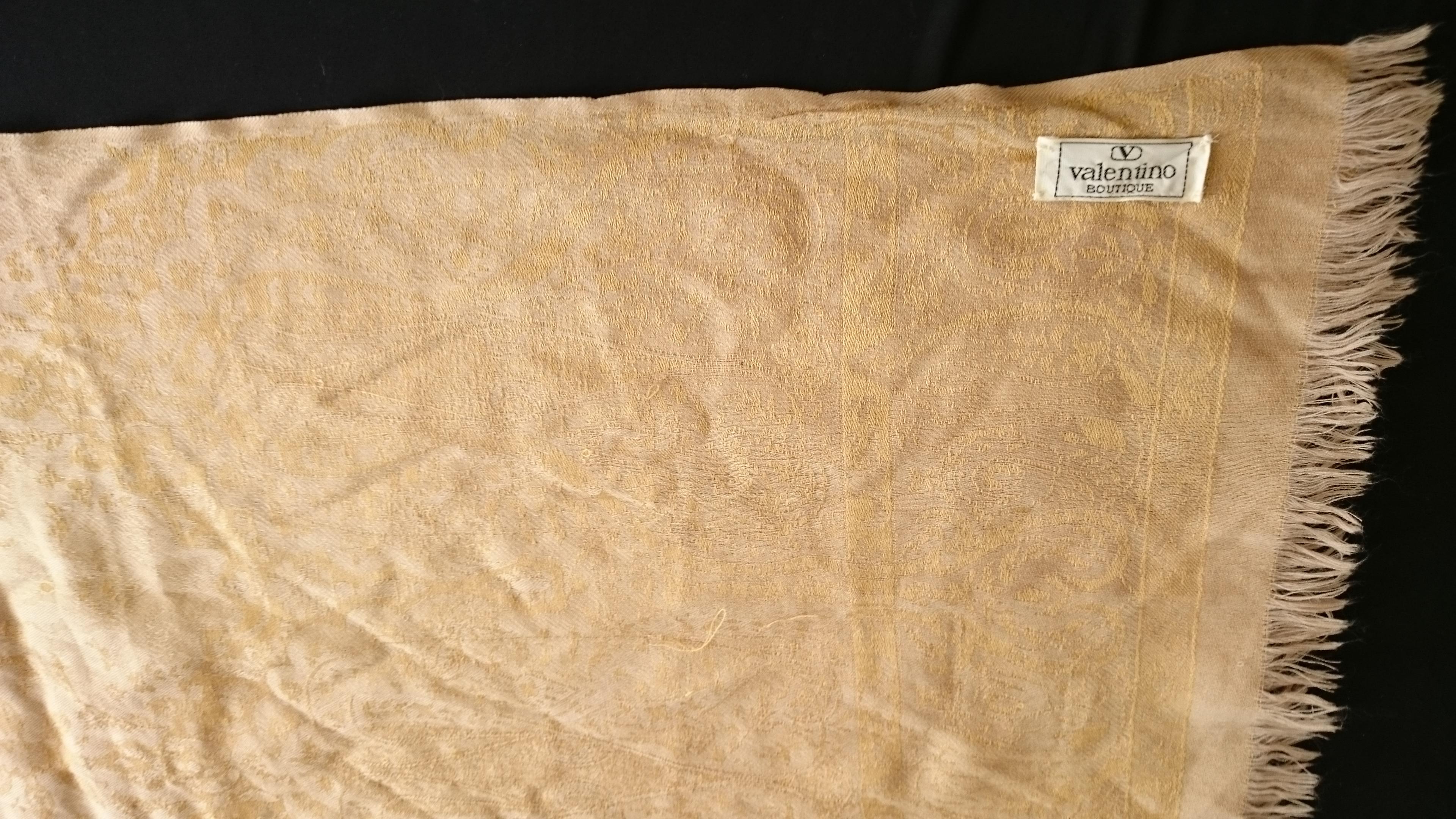 Valentino Cachemire and Silk Golden Embroidered Scarf  For Sale 6