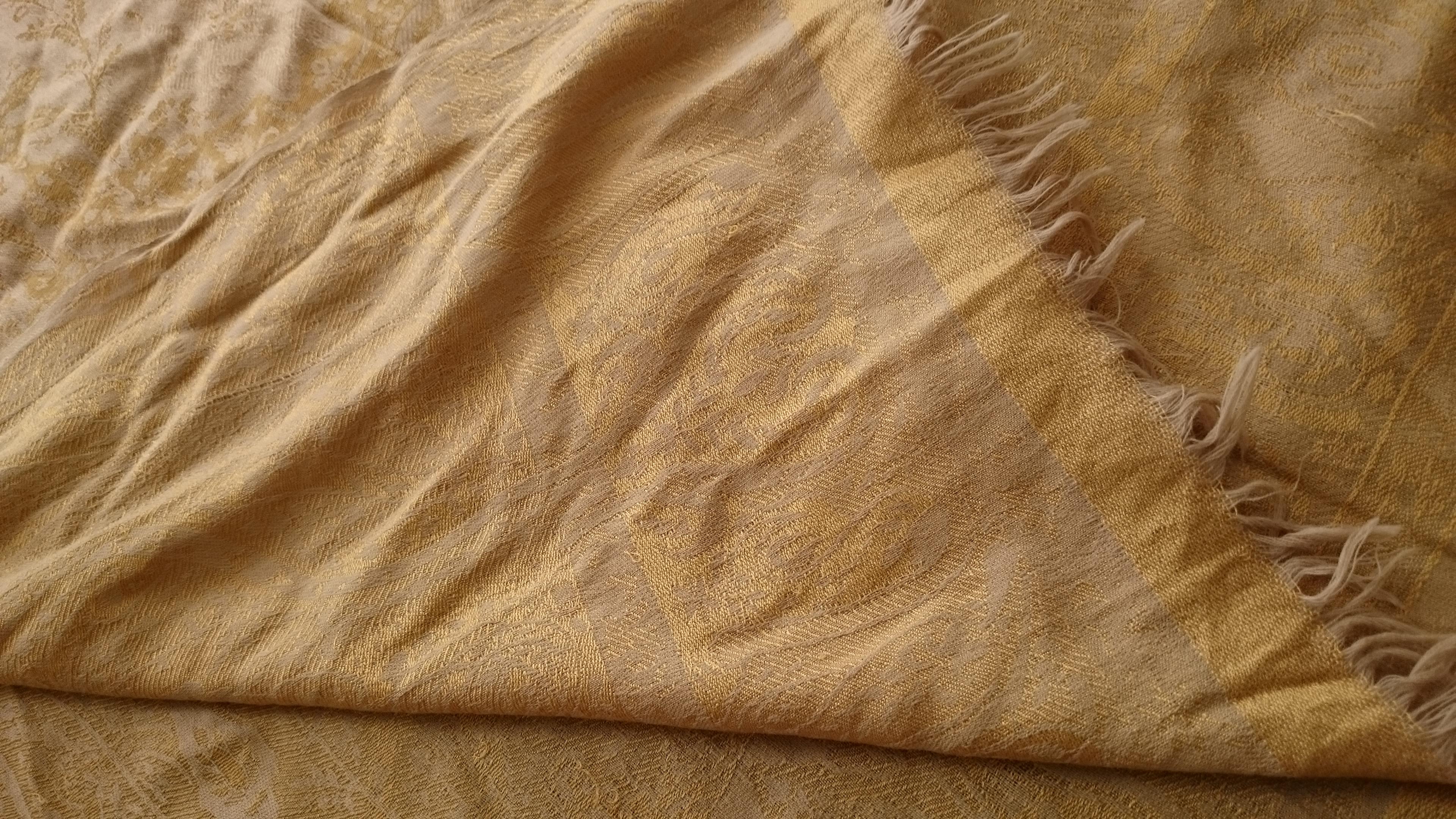 Valentino Cachemire and Silk Golden Embroidered Scarf  For Sale 8