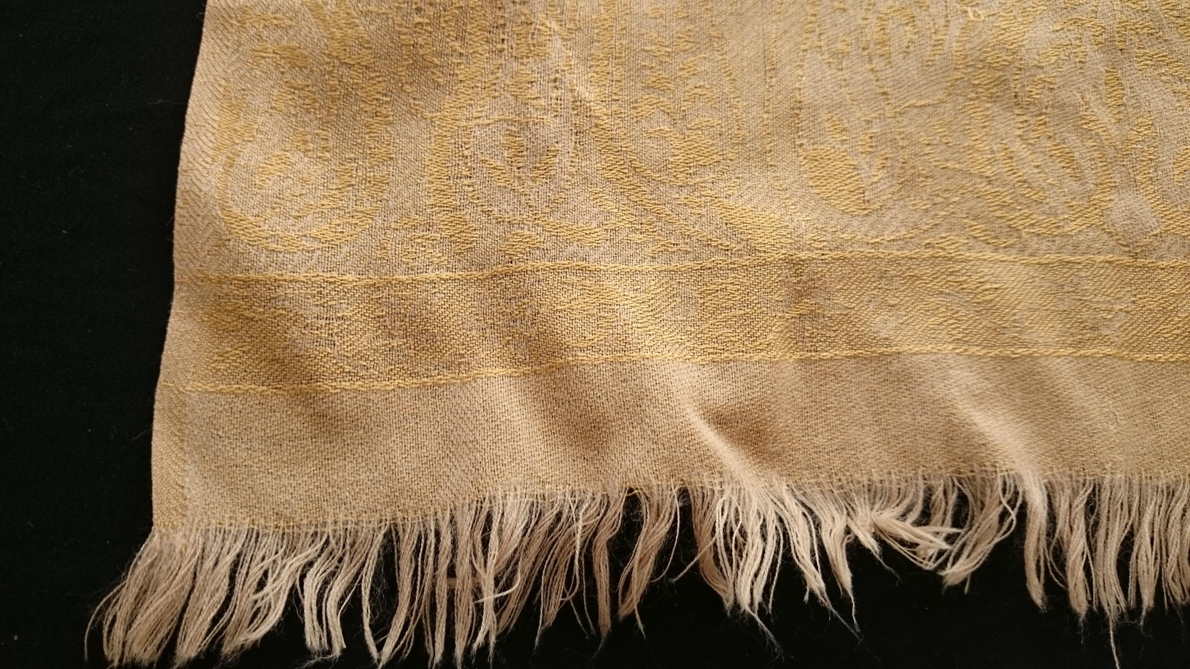 Beige Valentino Cachemire and Silk Golden Embroidered Scarf  For Sale
