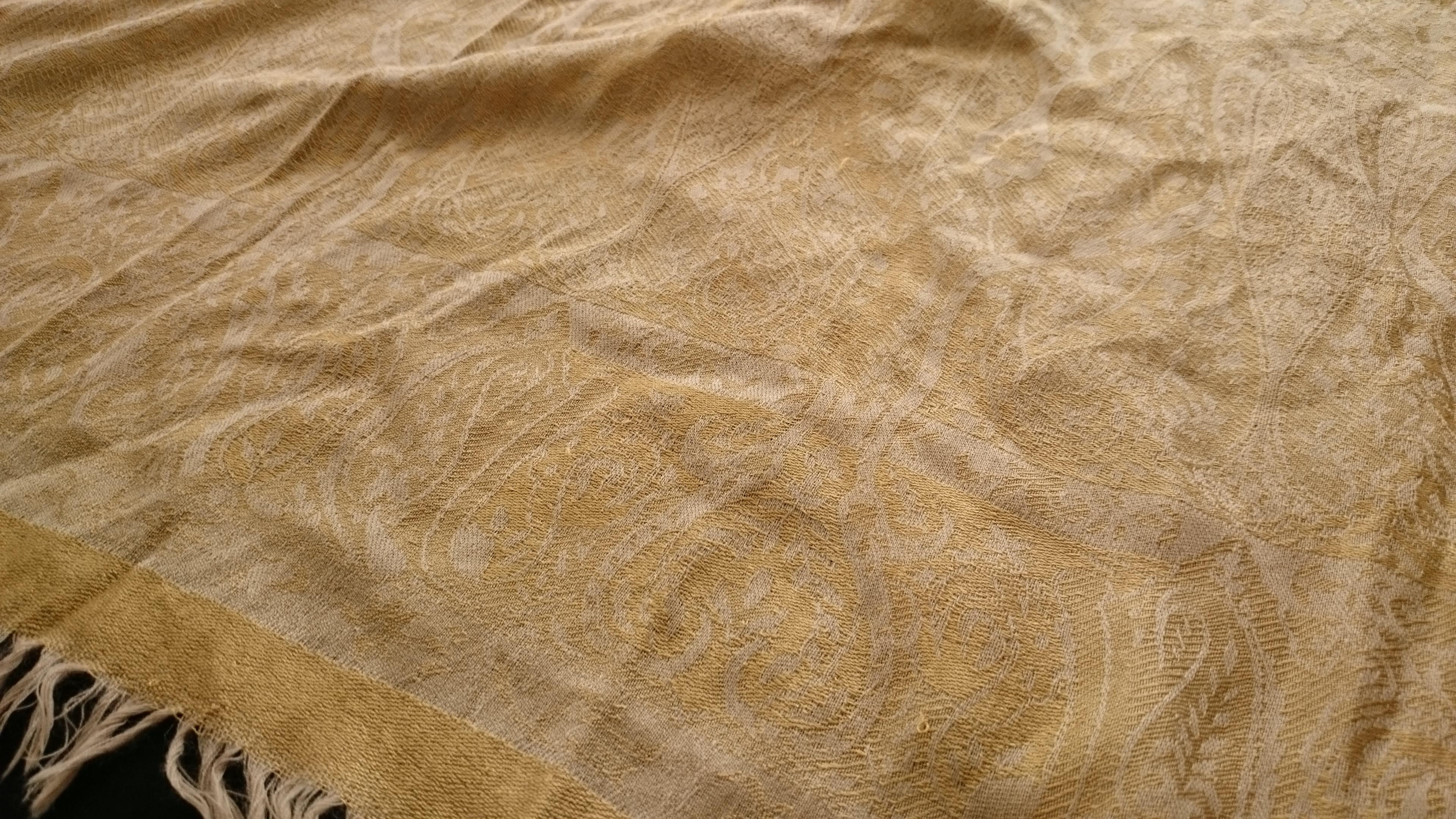 Women's or Men's Valentino Cachemire and Silk Golden Embroidered Scarf  For Sale
