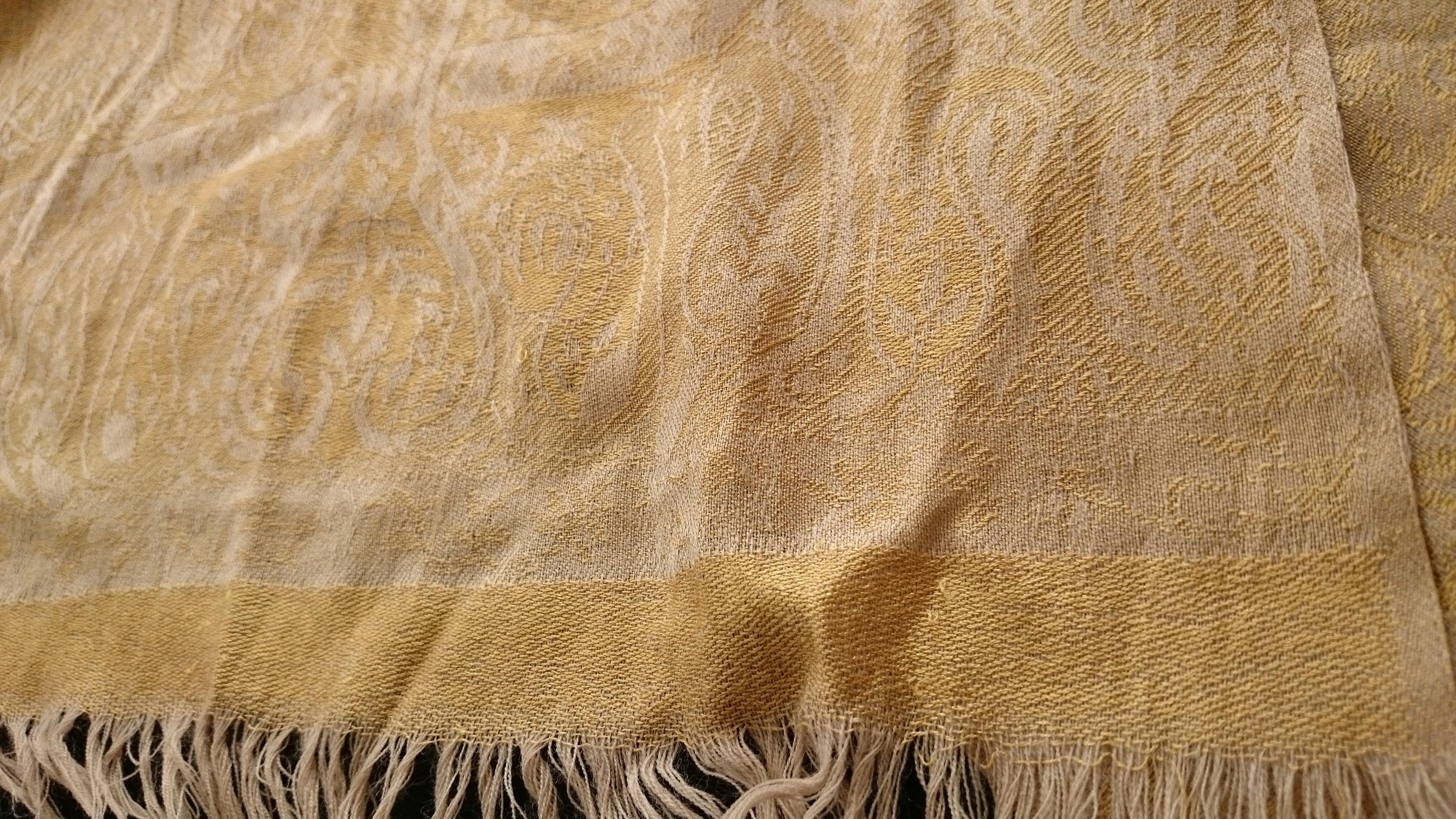 Valentino Cachemire and Silk Golden Embroidered Scarf  For Sale 1