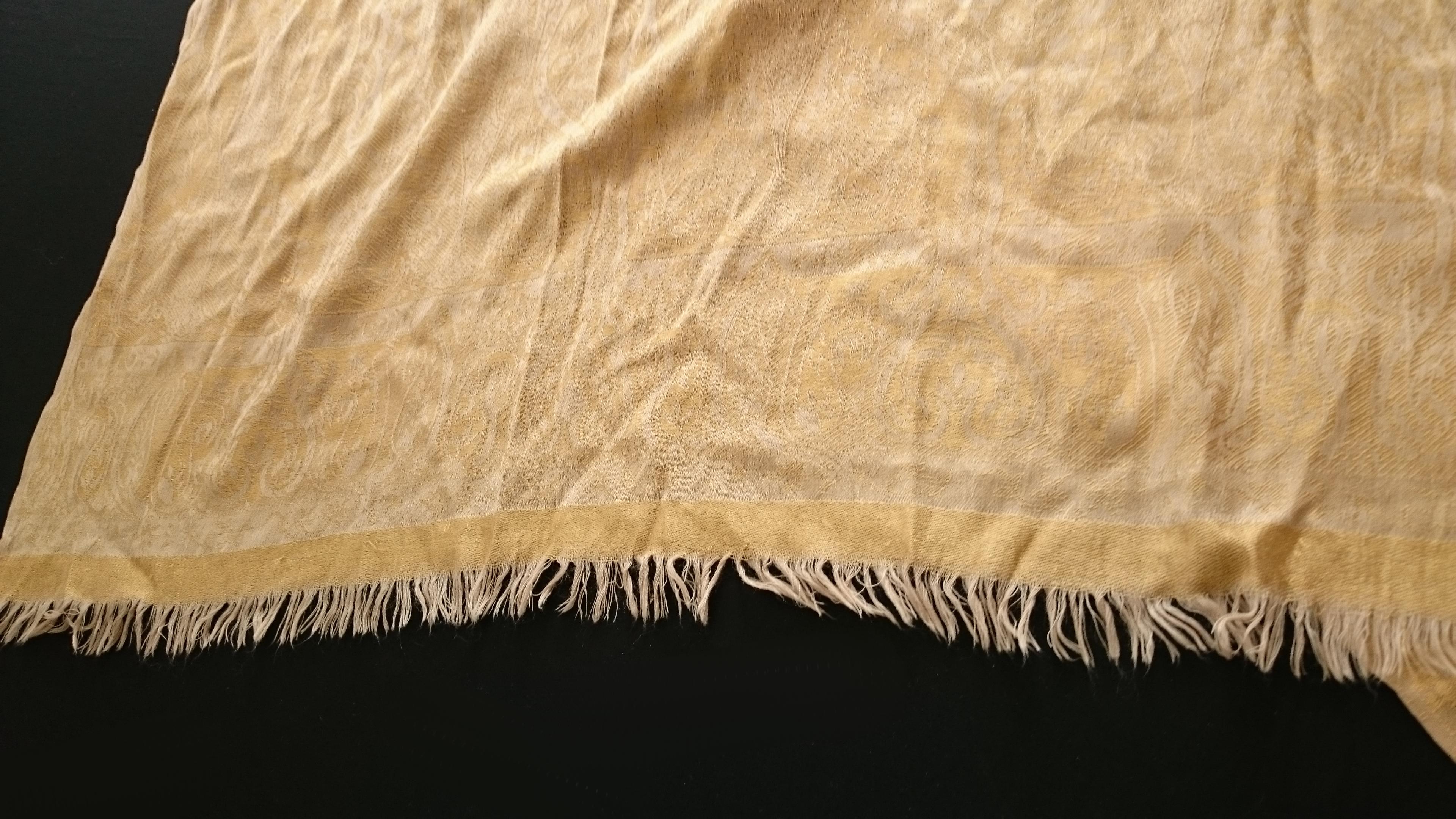 Valentino Cachemire and Silk Golden Embroidered Scarf  For Sale 3