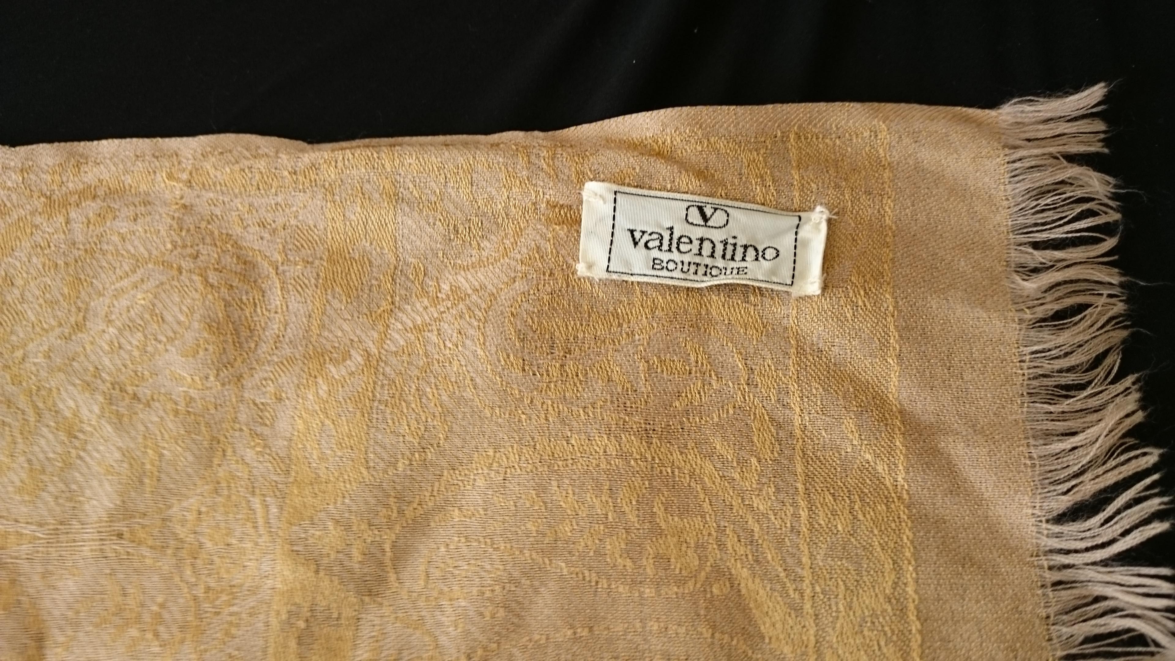 Valentino Cachemire and Silk Golden Embroidered Scarf  For Sale 4